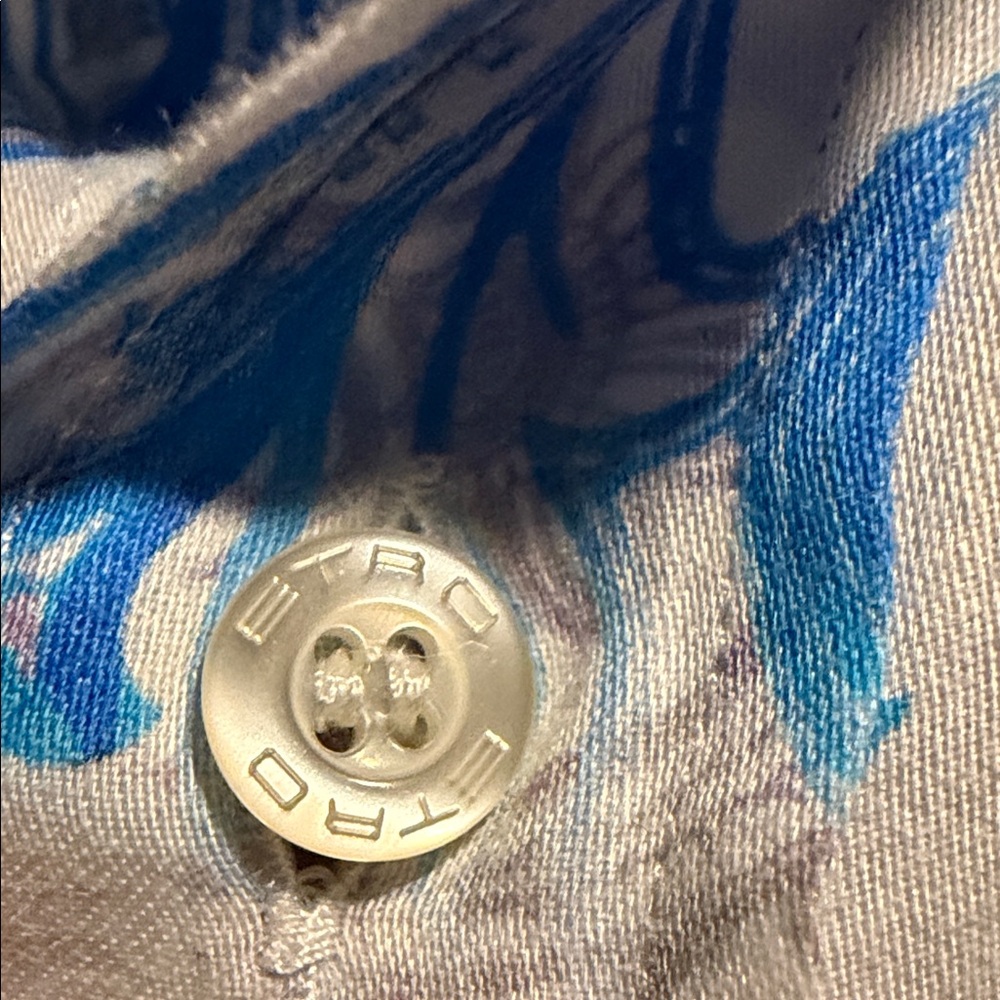 Etro Blue and White Paisley Men's Shirt Made in Italy - Picture 3 of 6